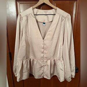 Old Navy Off White Button-Up Peplum Blouse